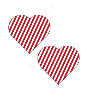 七夕装饰条线爱心PNG免抠图