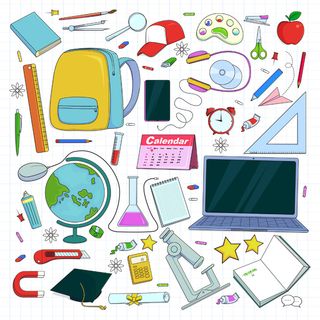 手绘回到学校供应