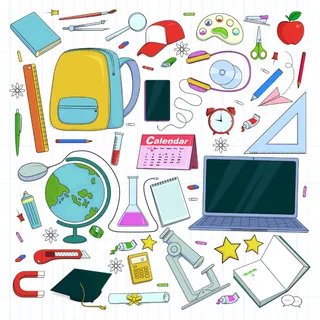 手绘回到学校供应