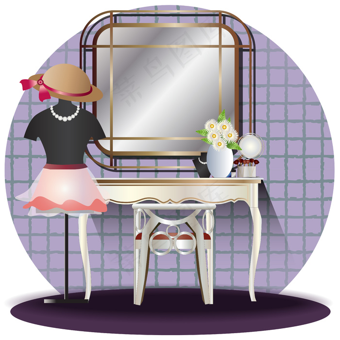 带背景的室内更衣室立面图