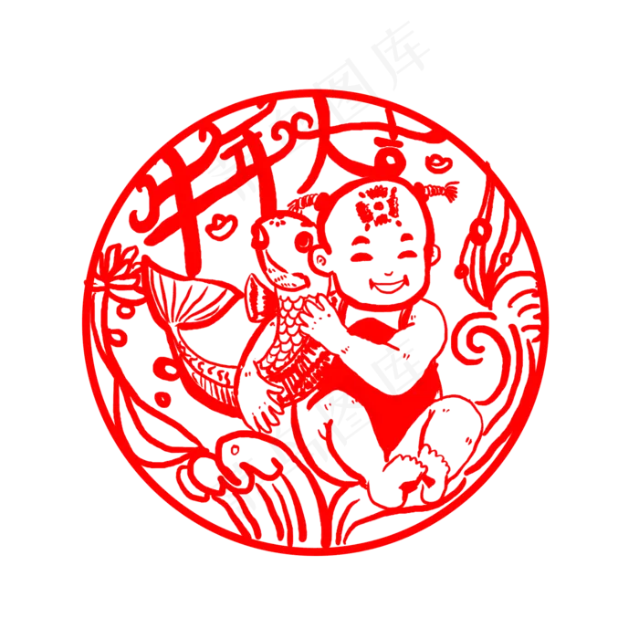 牛年福娃剪纸(2000X2000(DPI:300))psd模版下载