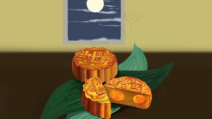 中秋节蛋黄馅月饼中秋(2880X1620(DPI:300))psd模版下载
