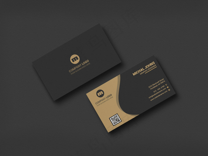 名片模型样机黑色最小设计