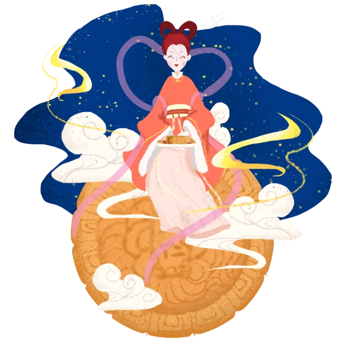 中秋节嫦娥和月饼(2000X2000(DPI:300))psd模版下载