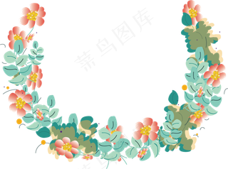 情人节花环粉色小清新贺卡免抠元