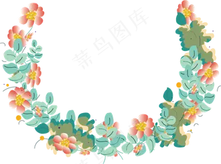 情人节花环粉色小清新贺卡免抠元
