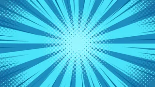 波普艺术背景，蓝色灯光以卡通风格从中心散射。