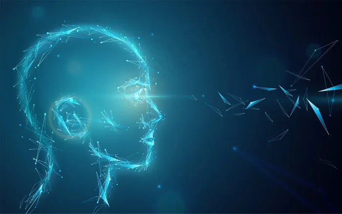 Ai概念背景。摘要人工人眼光头。数字未来愿景插图。eps,ai矢量模版下载