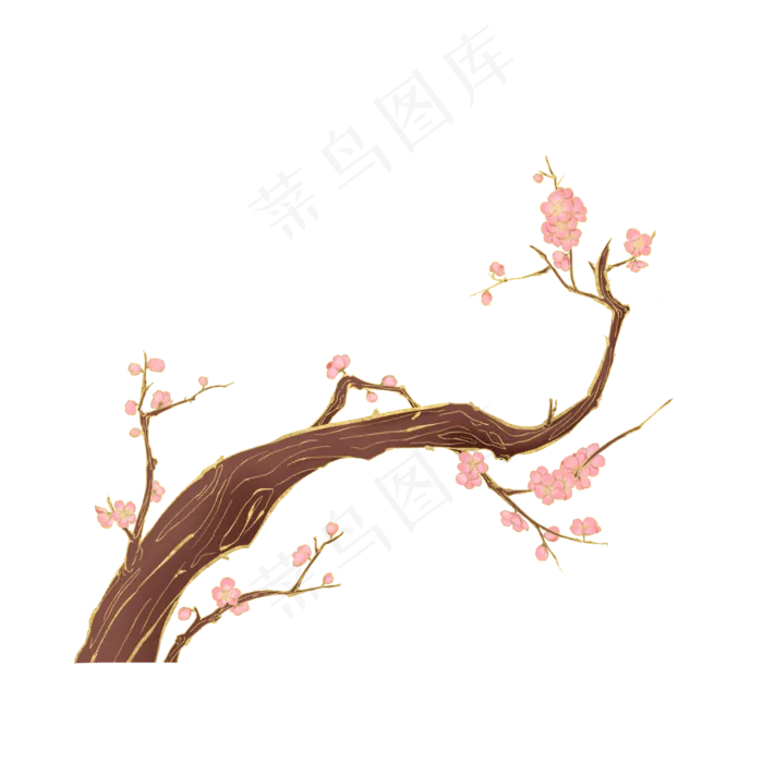 国潮梅花花枝(3000X3000(DPI:300))psd模版下载