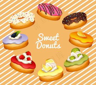 不同口味的甜甜圈