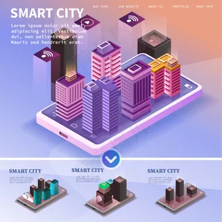 有摩天大楼的等距城市