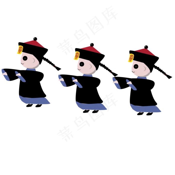 手绘卡通一排中国清朝小僵尸可商(2880X1620(DPI:300))ai矢量模版下载
