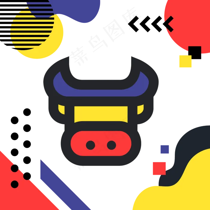 牛新年春节拼色(2000X2000(DPI:300))ai矢量模版下载