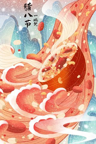 冬天腊八节过年配图