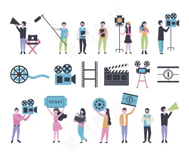 人像和电影院娱乐图标