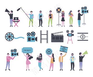 人像和电影院娱乐图标