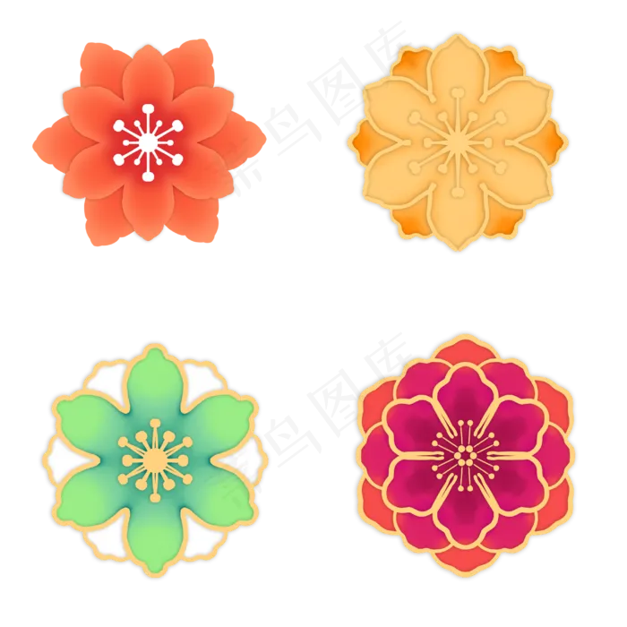 新年花朵剪纸装饰(3000X3000(DPI:300))psd模版下载