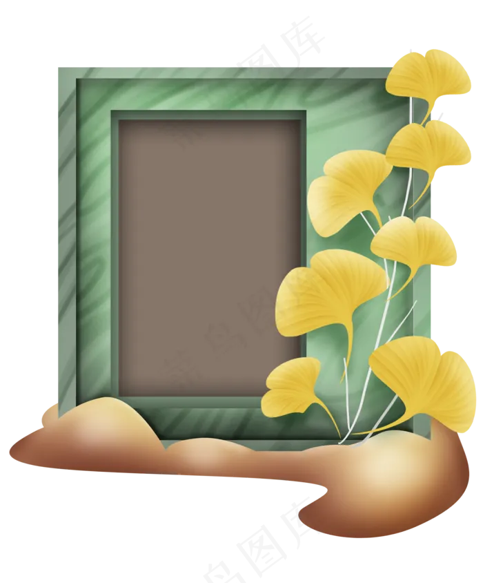 秋季银杏叶木纹相框(2000X2412(DPI:299))psd模版下载