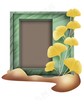 秋季银杏叶木纹相框