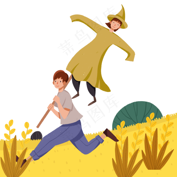 立秋稻草人场景