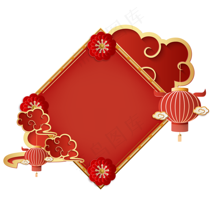 红金剪纸边框