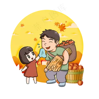 收获的季节女孩给爸爸擦汗