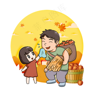 收获的季节女孩给爸爸擦汗