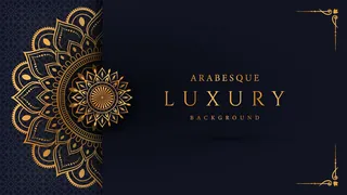 豪华曼荼罗背景，金色阿拉伯花纹阿拉伯伊斯兰东方风格