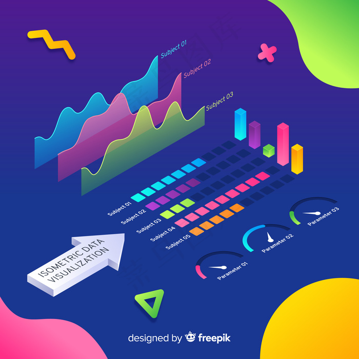 等轴测数据可视化元素背景