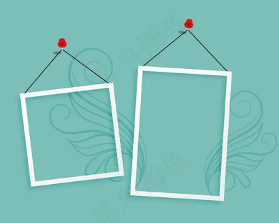 两个悬挂相框空白背景设计