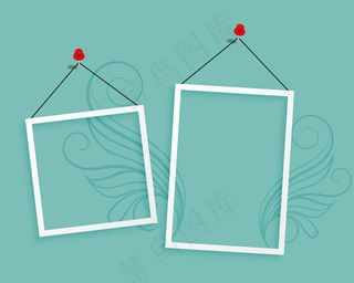两个悬挂相框空白背景设计