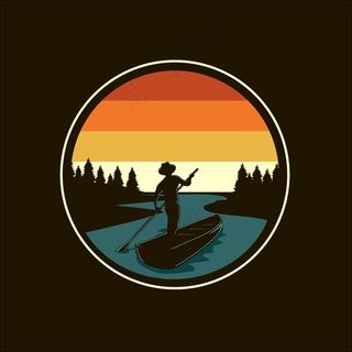 河流和船只轮廓矢量图