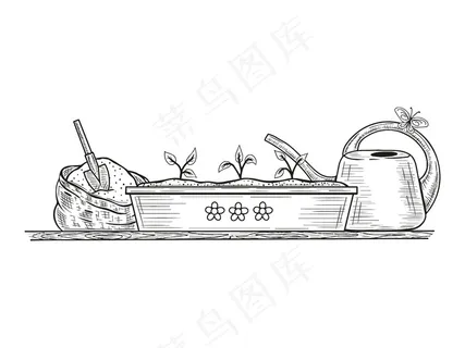 白色背景上的园林工具。白色背景上的孤立对象。