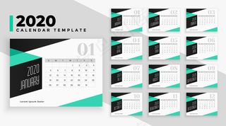 几何风格的现代2020日历模板