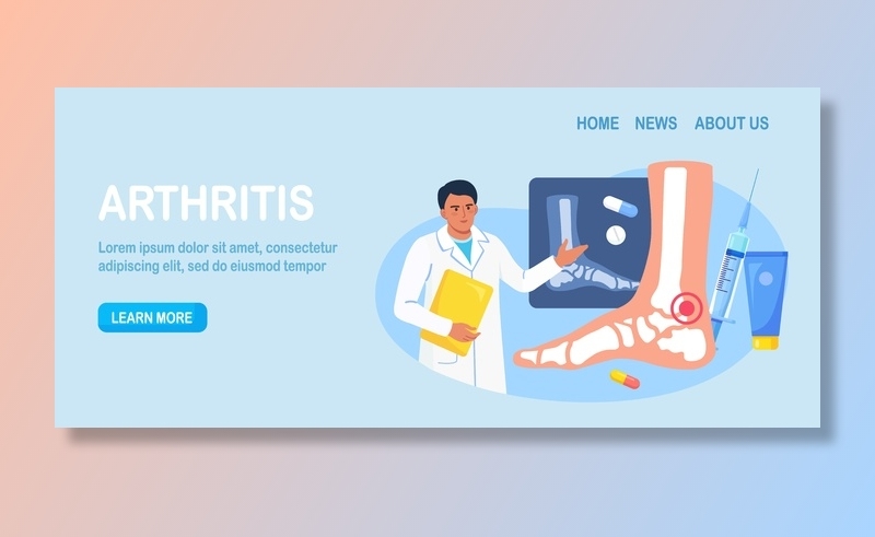 踝足关节炎。医生检查关节的 x 射线照片。骨关节炎、类风湿性关节炎、风湿病。医生治疗患者关节疼痛