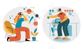 使用虚拟现实眼镜的人