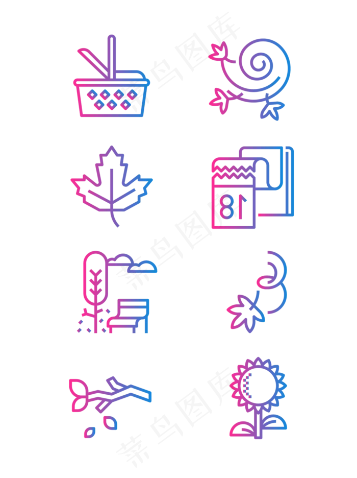 渐变风秋季秋天元素(2000X2000(DPI:300))ai矢量模版下载