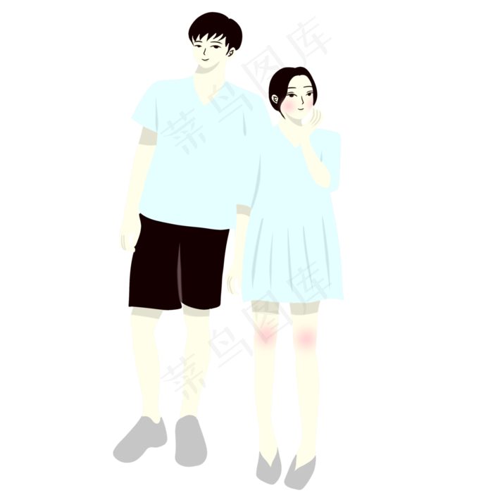 手绘矢量卡通情人节七夕节情侣(3000X3000(DPI:762))psd模版下载