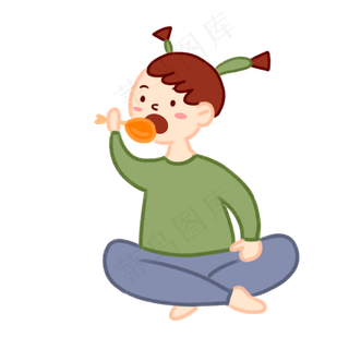 手绘卡通可爱秋季养生贴秋膘小女