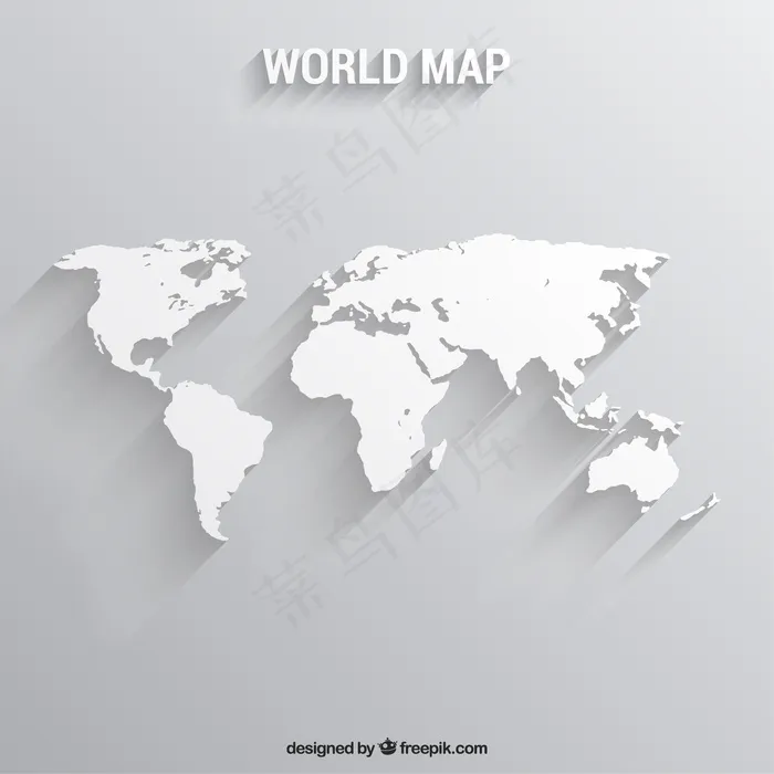 白色世界地图eps,ai矢量模版下载