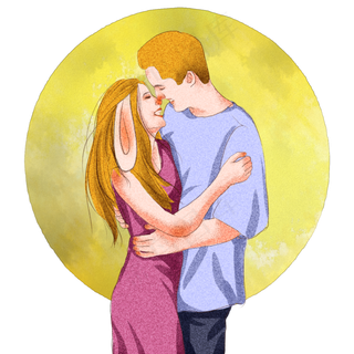 玉兔情侣七夕节商用元素