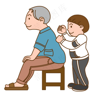 手绘矢量重阳节卡通人物透明底免