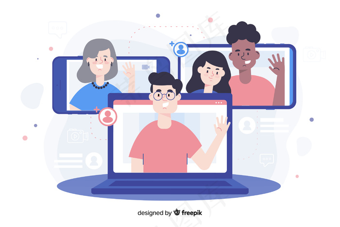 登录页的视频会议概念eps,ai矢量模版下载