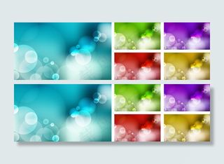 集抽象模糊的蓝天、绿色自然、紫色、红色、黄色金色背景与波基光效果于一体。