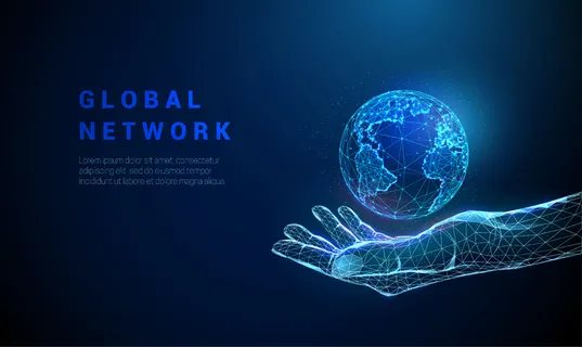抽象的低聚手持行星地球。 抽象的低聚手持行星地球。