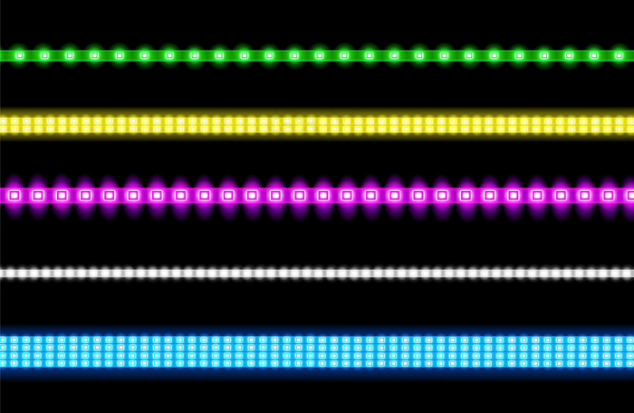 具有霓虹辉光效果的led条向量集eps,ai矢量模版下载