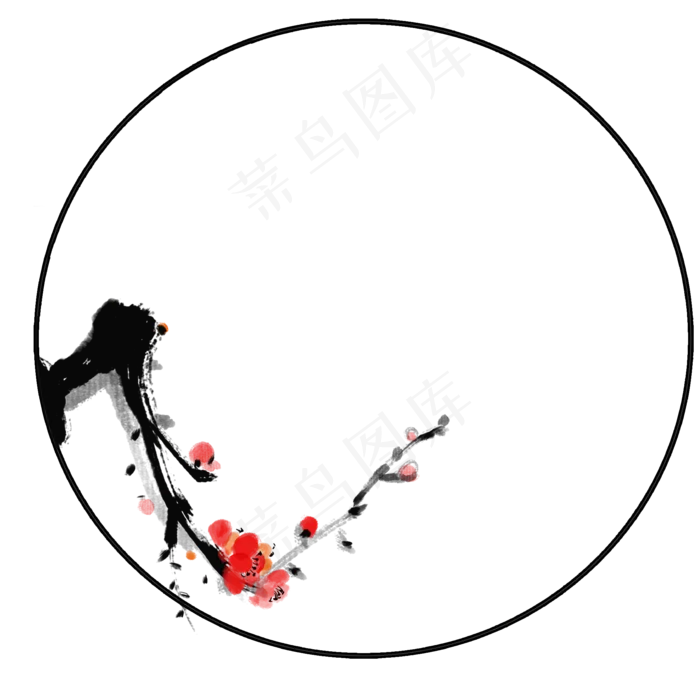 梅花水墨中国风边框(2000X2000(DPI:762))psd模版下载