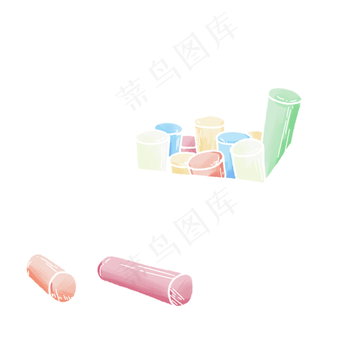 手绘一盒粉笔(2100X2155(DPI:299))psd模版下载