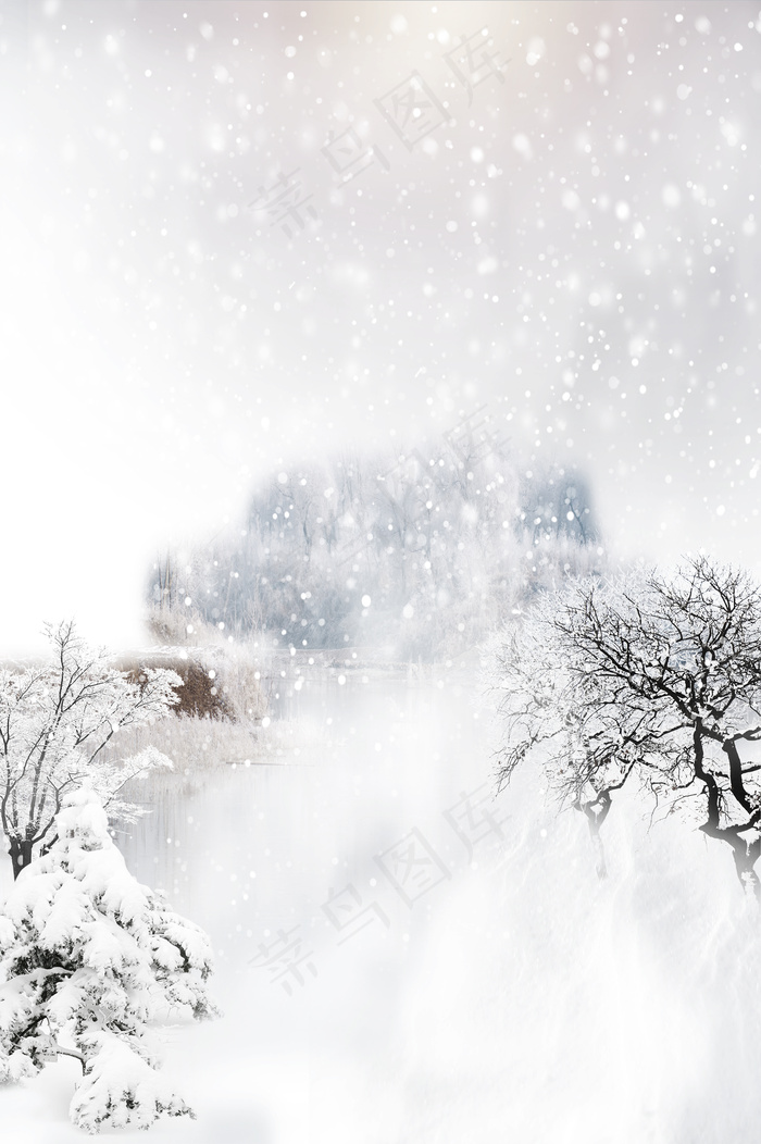12月你好冬季雪景psd分层banner(3535*5315px 	      )psd模版下载