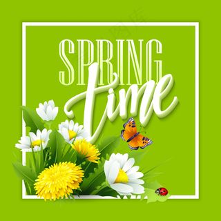 以春天的花朵为背景题写春天。春季花卉背景。春天的花朵。